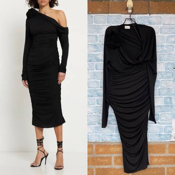 MAGDA BUTRYM Jersey Midi Dress With 3d Flower Applique size 34/4 - Picture 1 of 16